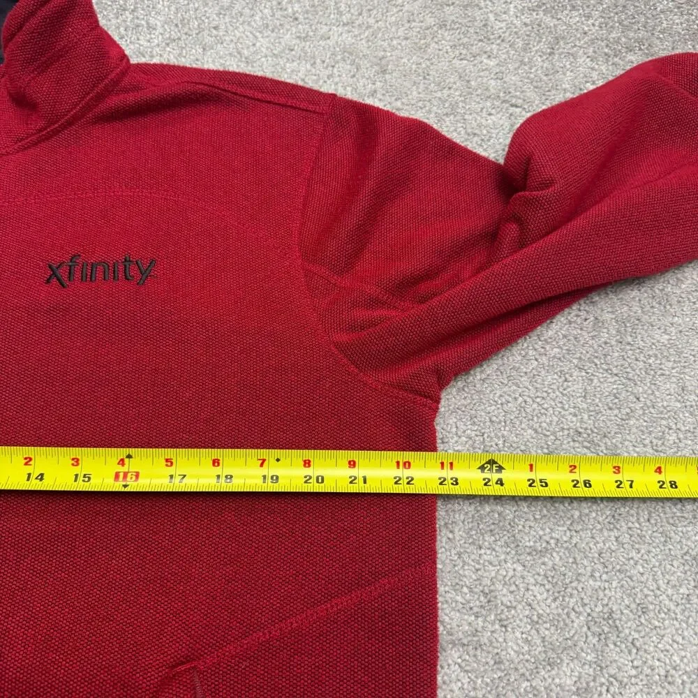 Port Authority Xfinity Pique Fleece Jacket Men Small Red Full Zip Pocket Outdoor